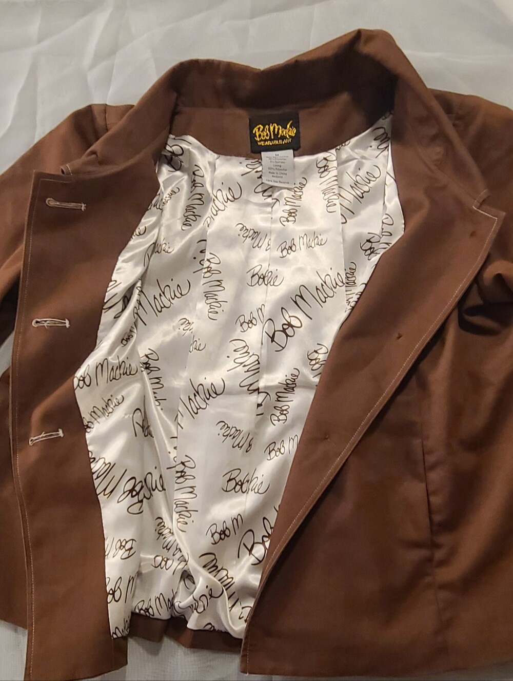 Rare Vintage Bob Mackie Wearable Art Brown Swing Coat 3/4 Sleeve, Medium - Picture 7 of 10
